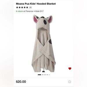 Disney Moana Pua Kids' Hooded Blanket - Cream and Black